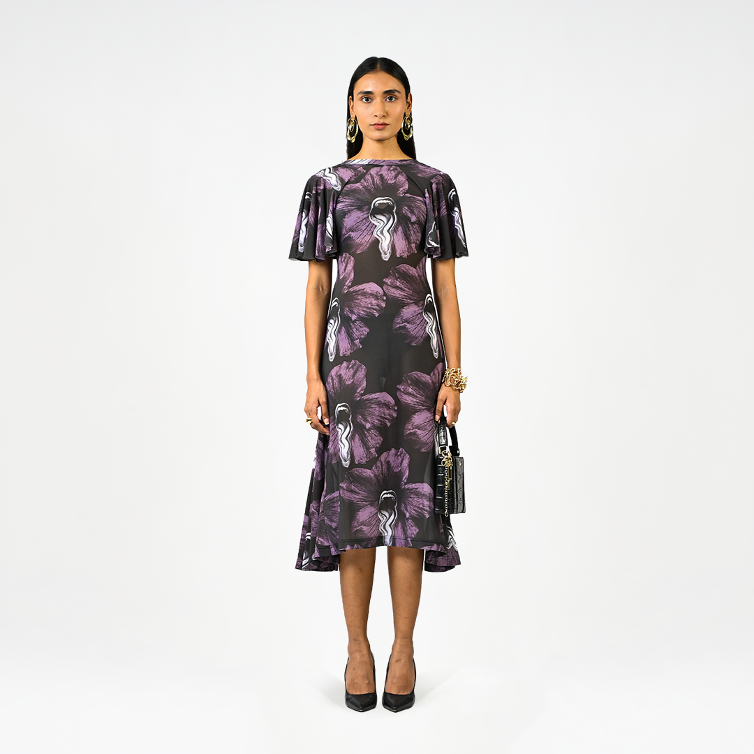 Sculpted purple lycra dress