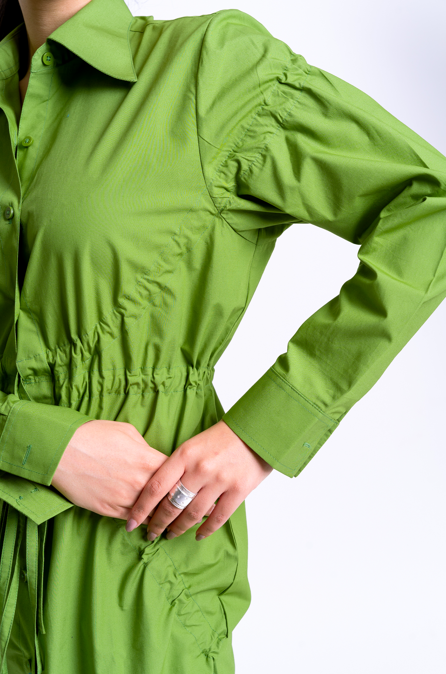 Drawstring Dress (Olive)