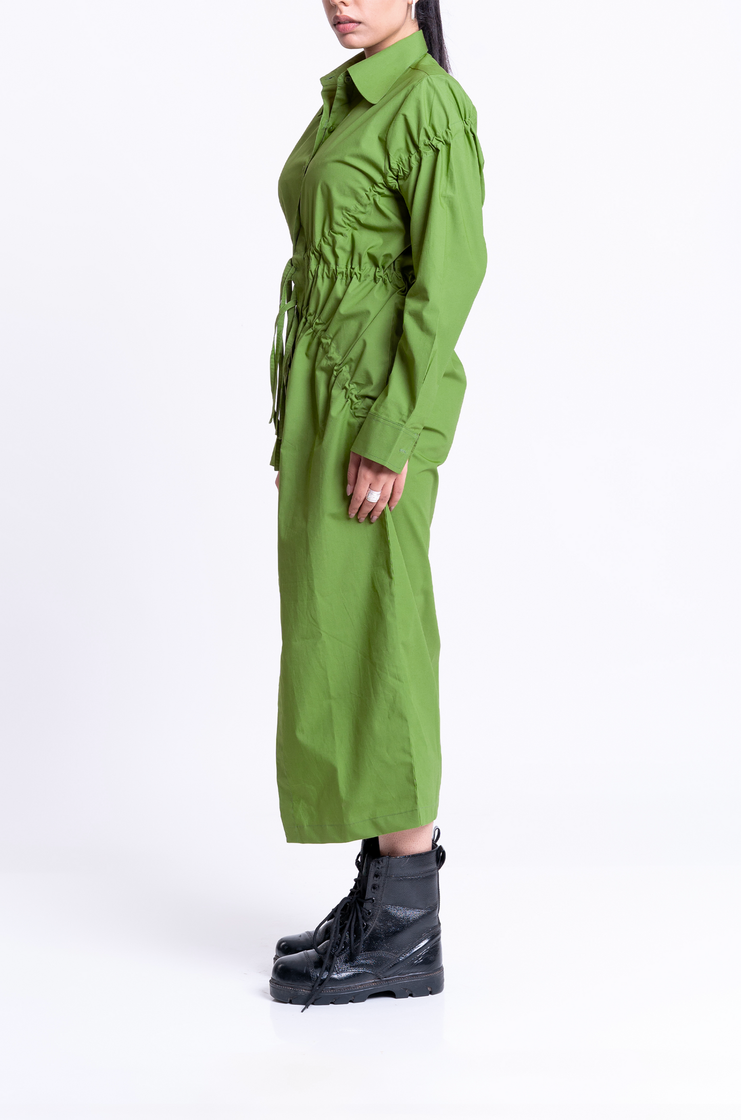 Drawstring Dress (Olive)