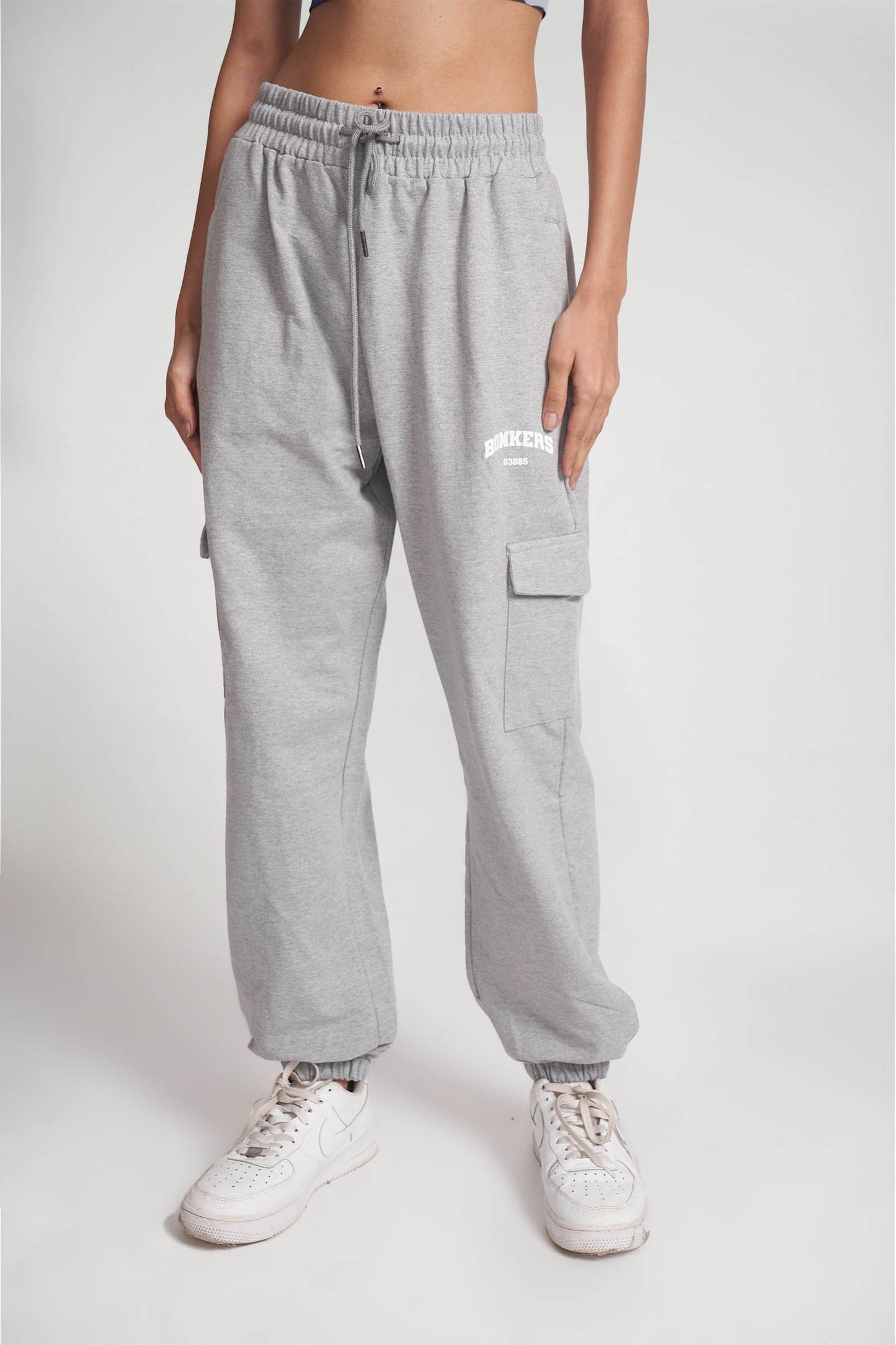 Grey Melange Cargo Pants