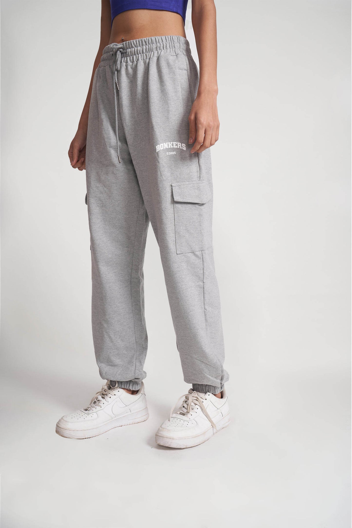 Grey Melange Cargo Pants