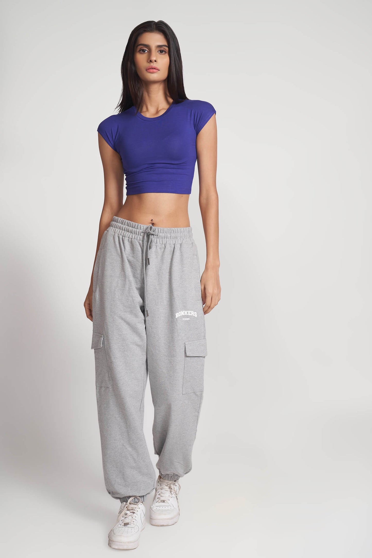 Grey Melange Cargo Pants