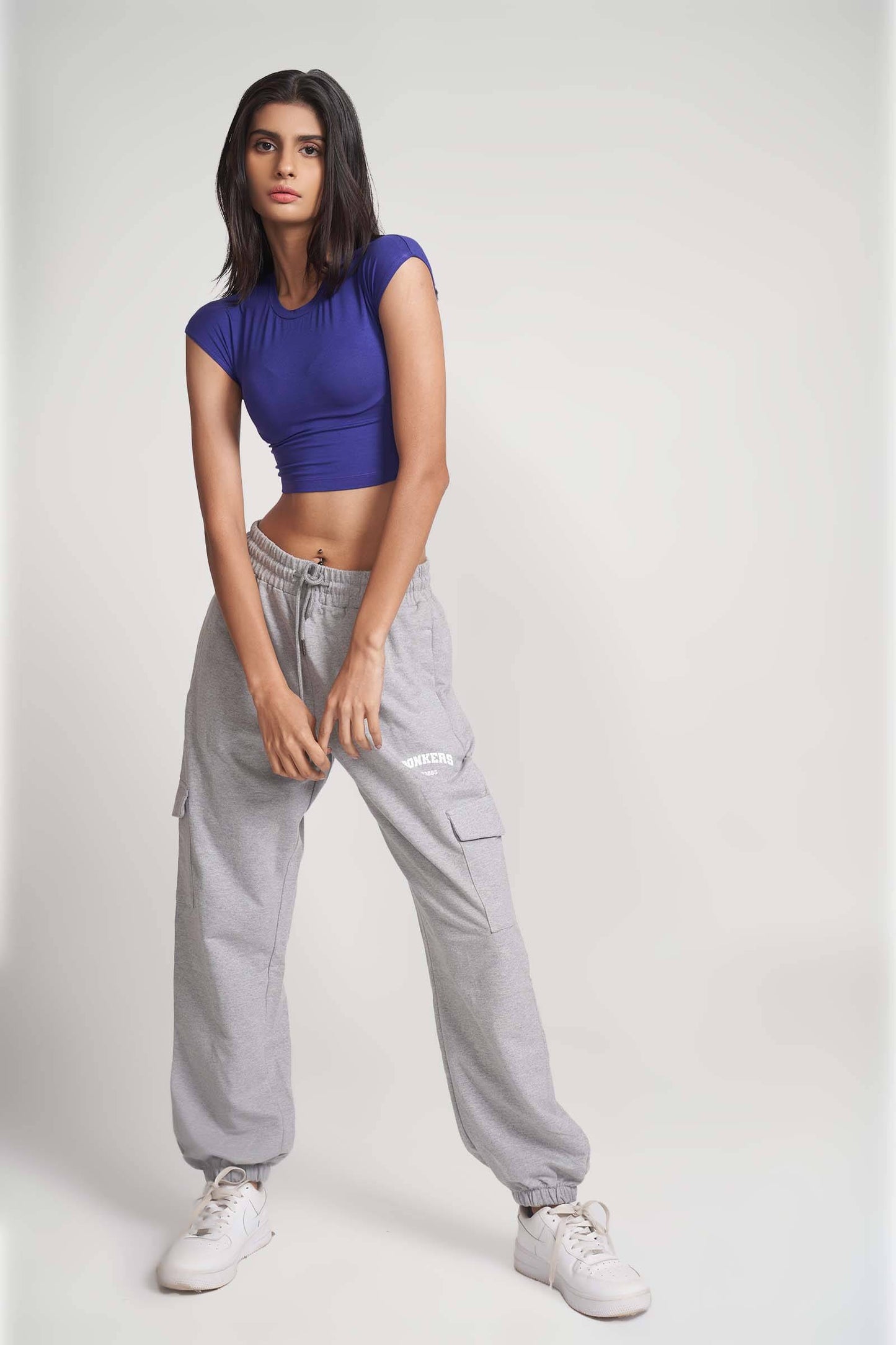 Grey Melange Cargo Pants