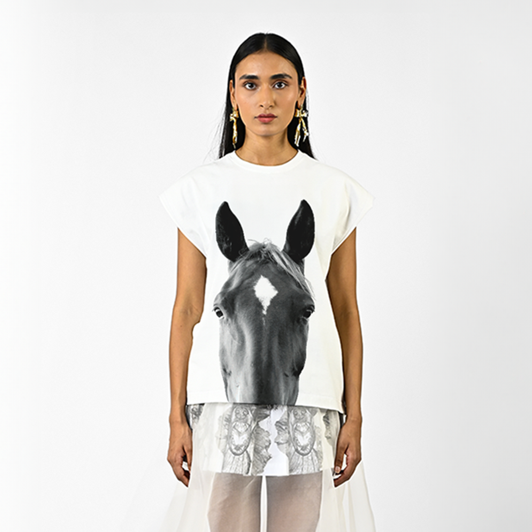 Horse printed sleeveless top
