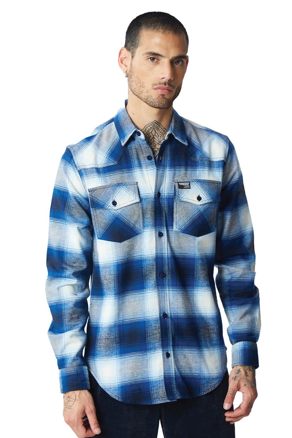 Hues of Blue Plaid Regular Fit Shirt