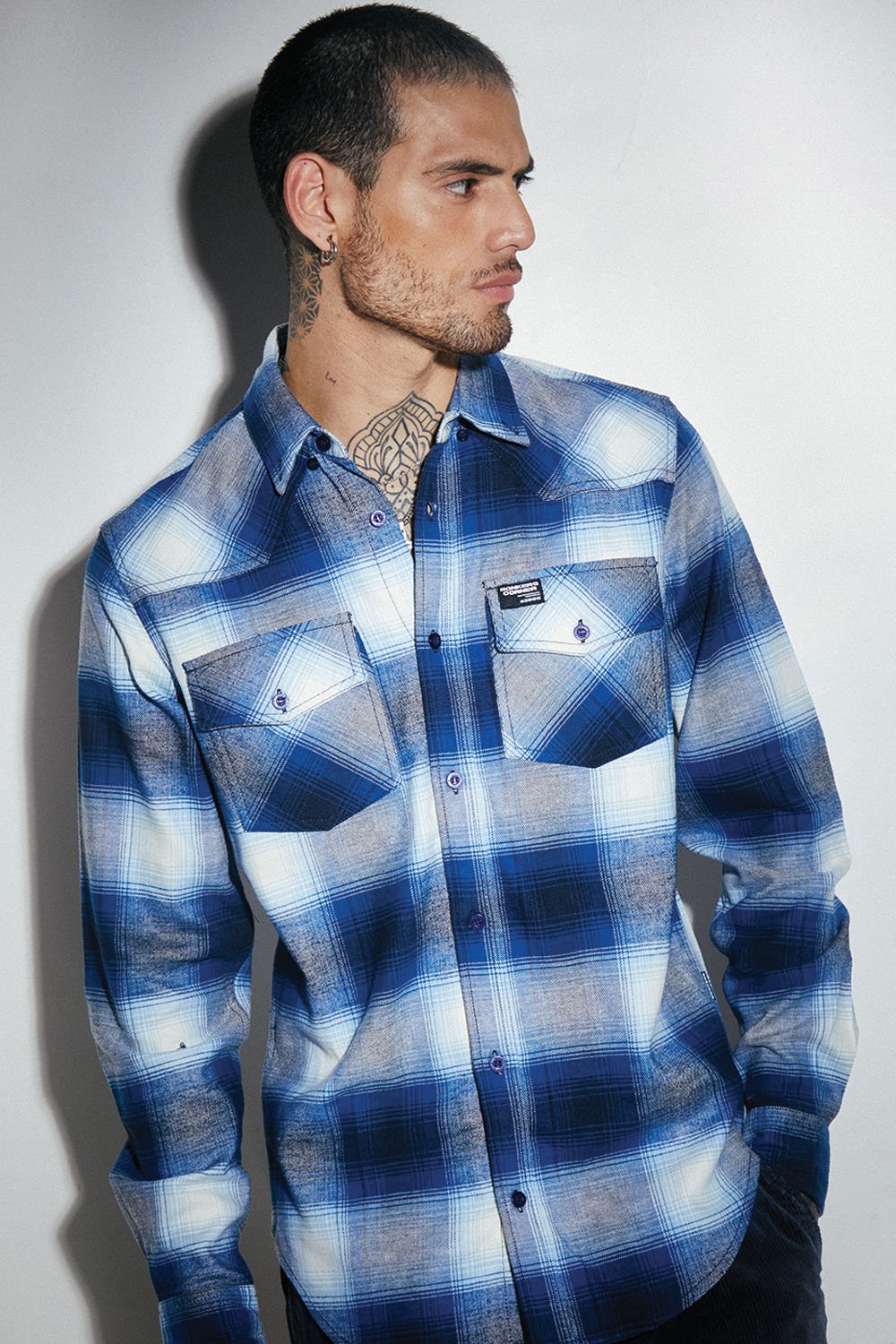 Hues of Blue Plaid Regular Fit Shirt