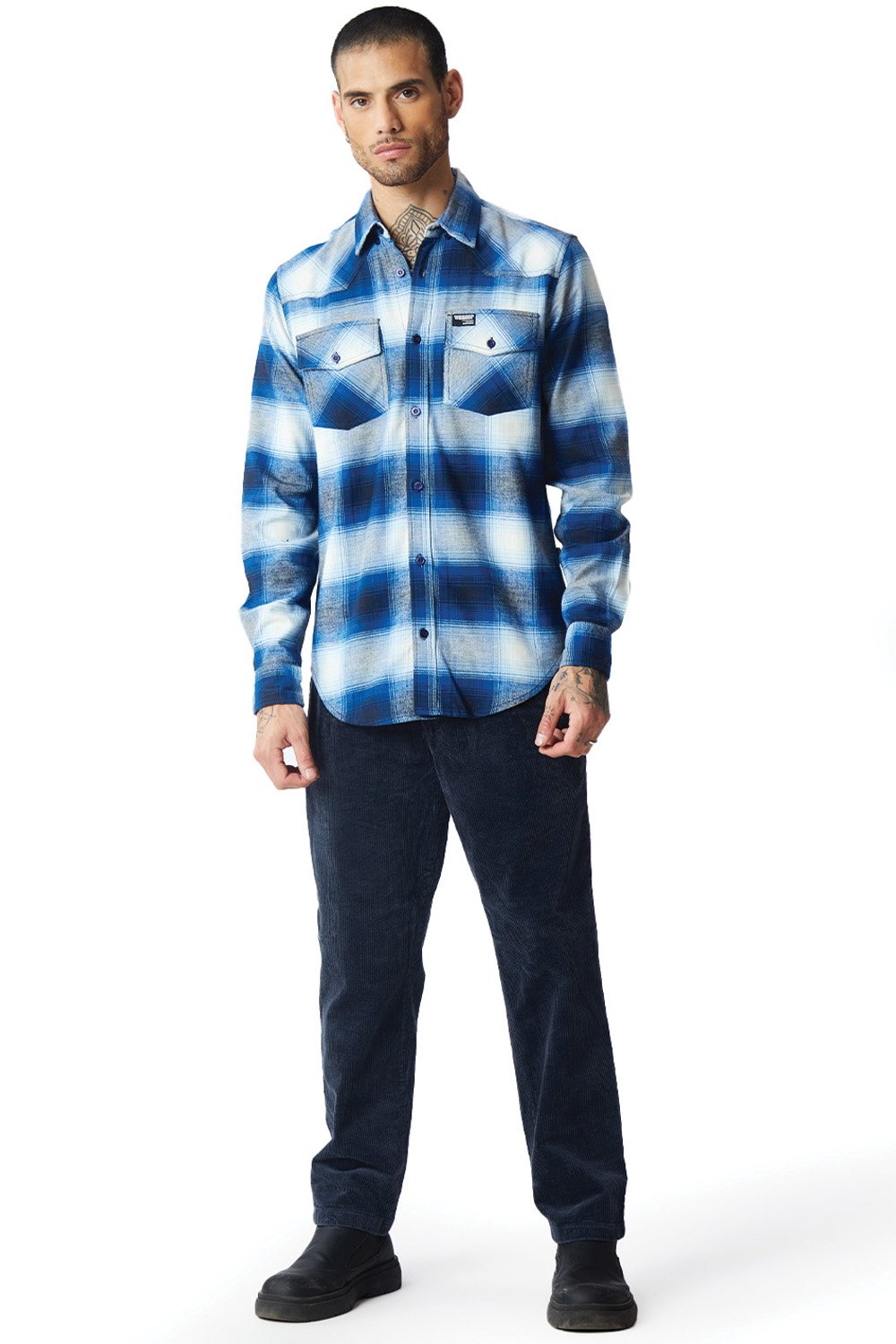 Hues of Blue Plaid Regular Fit Shirt