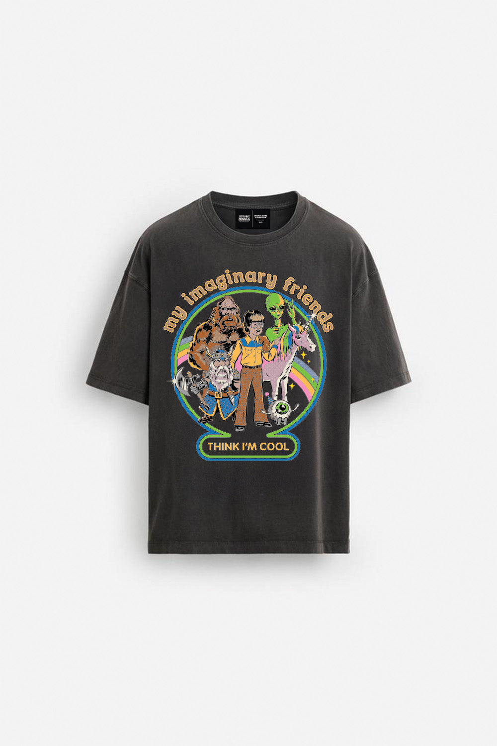 Imaginary Friends Faded Black Oversized T-Shirt