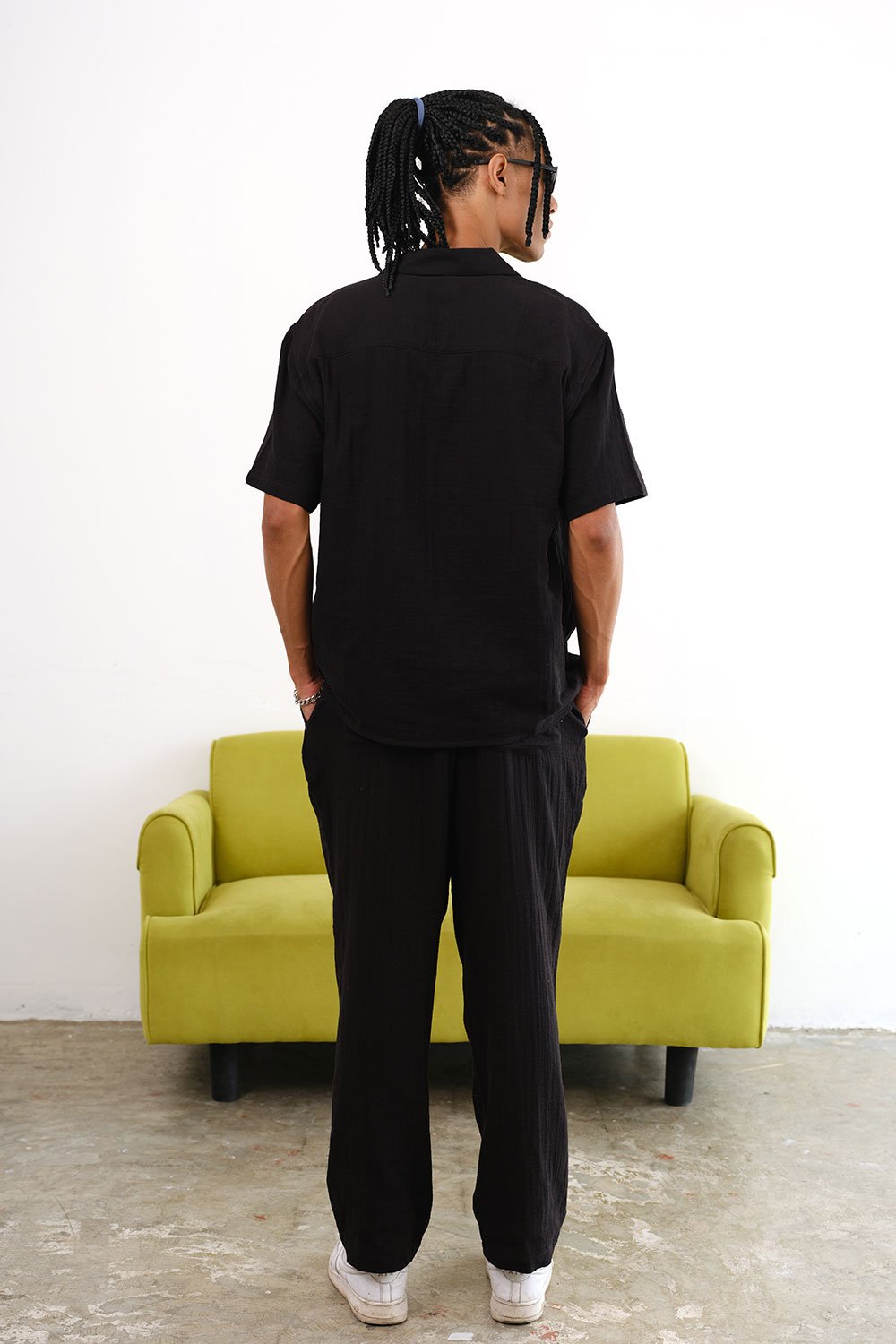 Jet Black Cotton Organic Gauze Pants