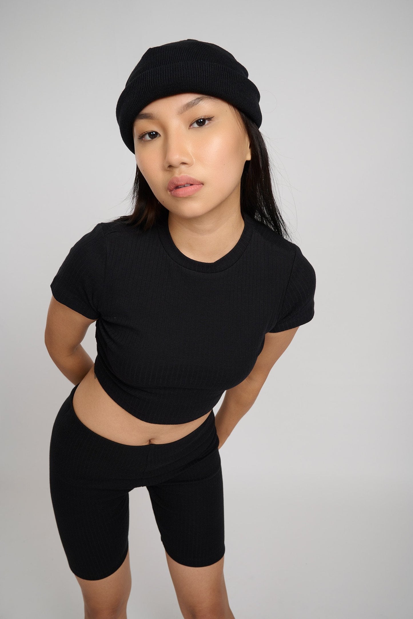 Jet Black Ribbed Crop Top