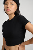 Jet Black Ribbed Crop Top