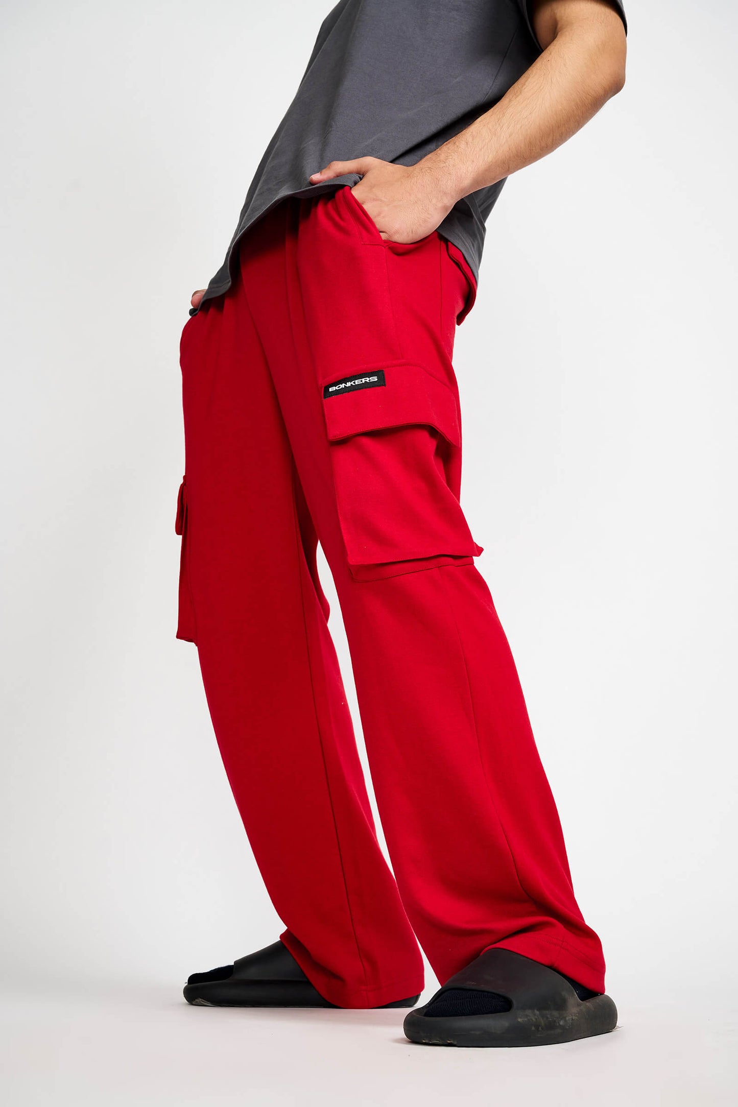 Maroon Utility Straight Fit Pants