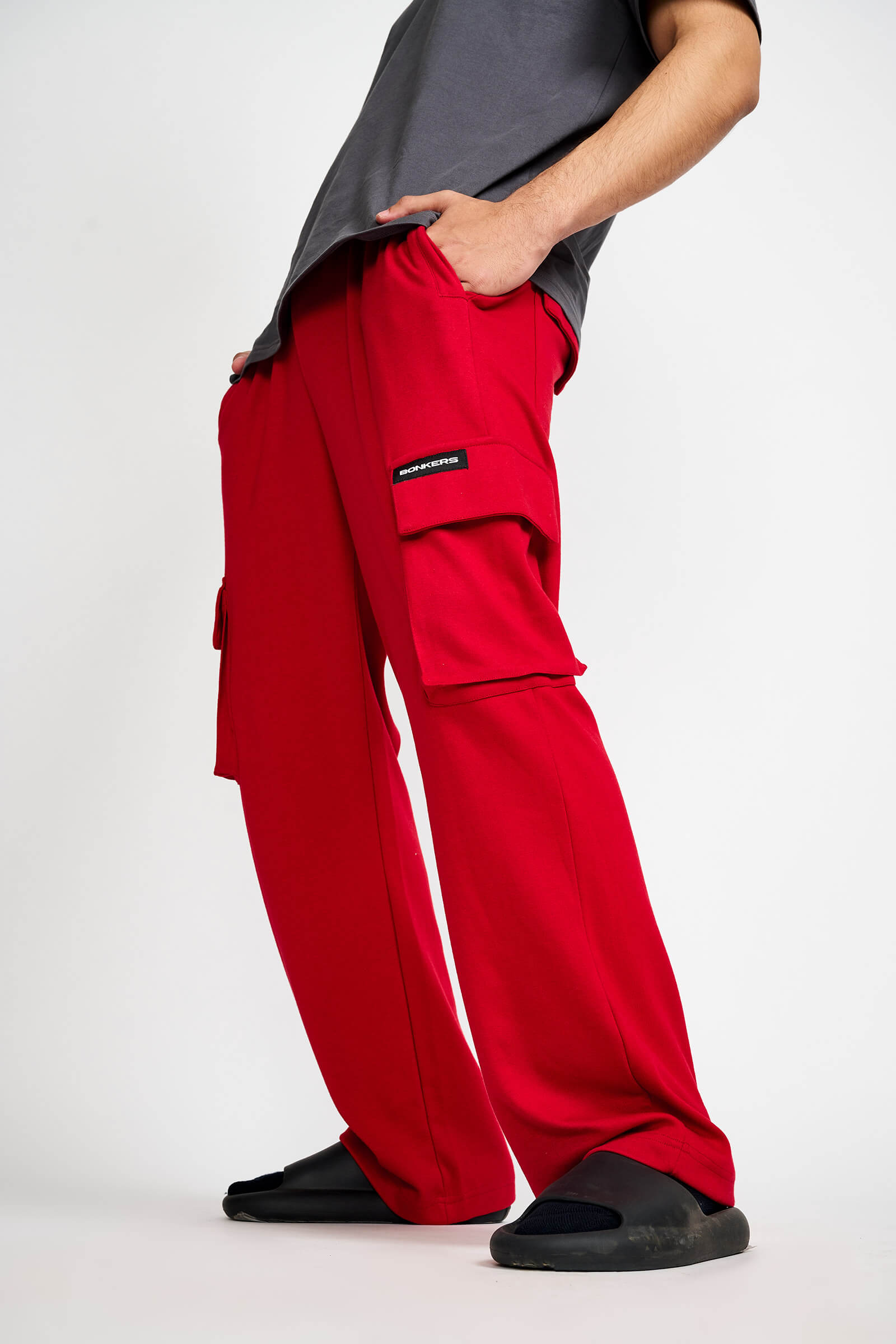 Maroon Utility Straight Fit Pants