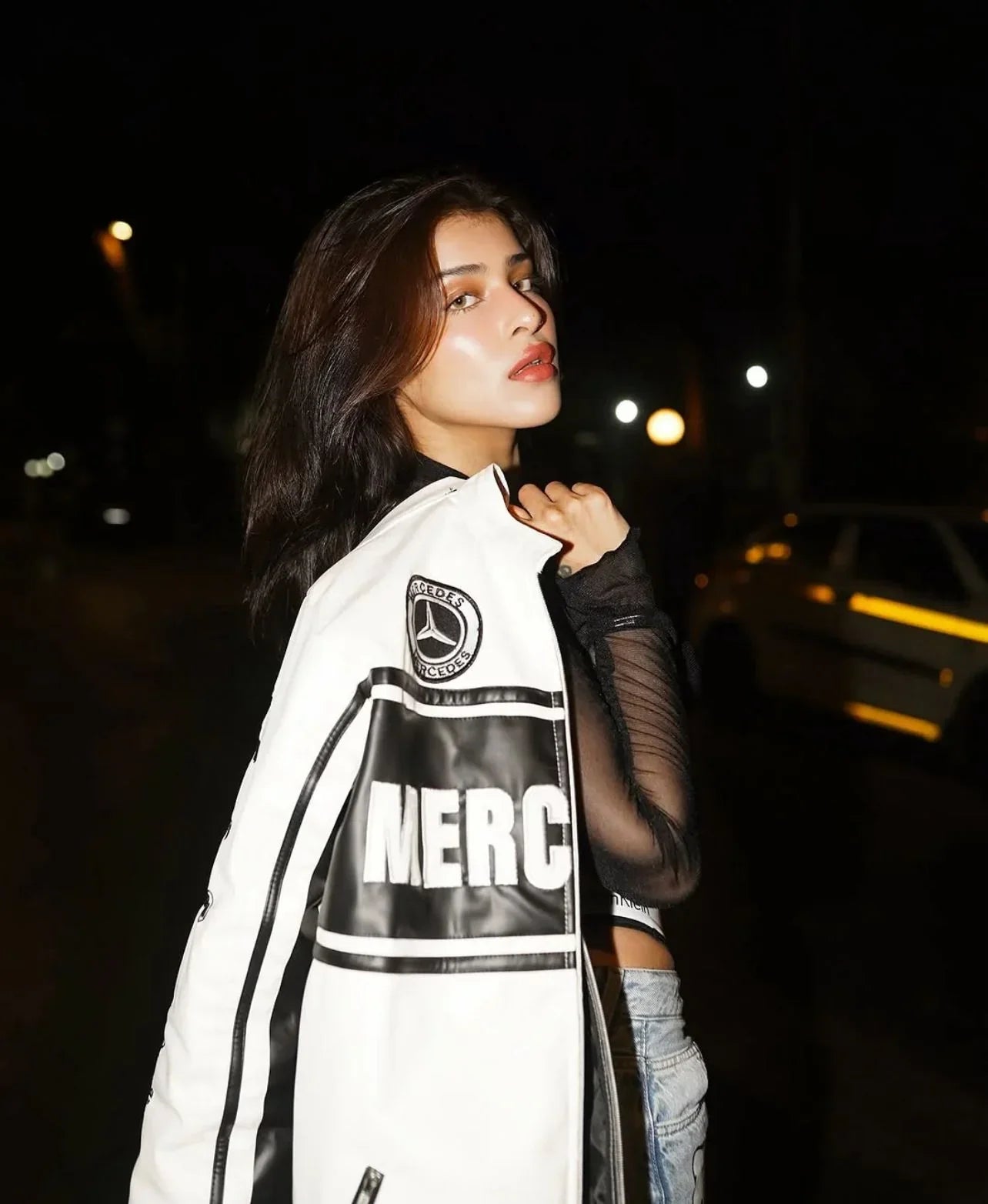 Mercedes‑Inspired Classic F1 Racing Leather Jacket – Embroidered Motorsport Elegance - Prime Fitz