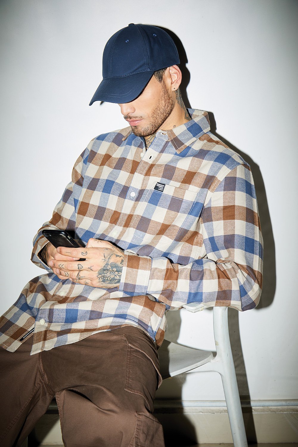 Midnight Tan Plaid Regular Fit Shirt