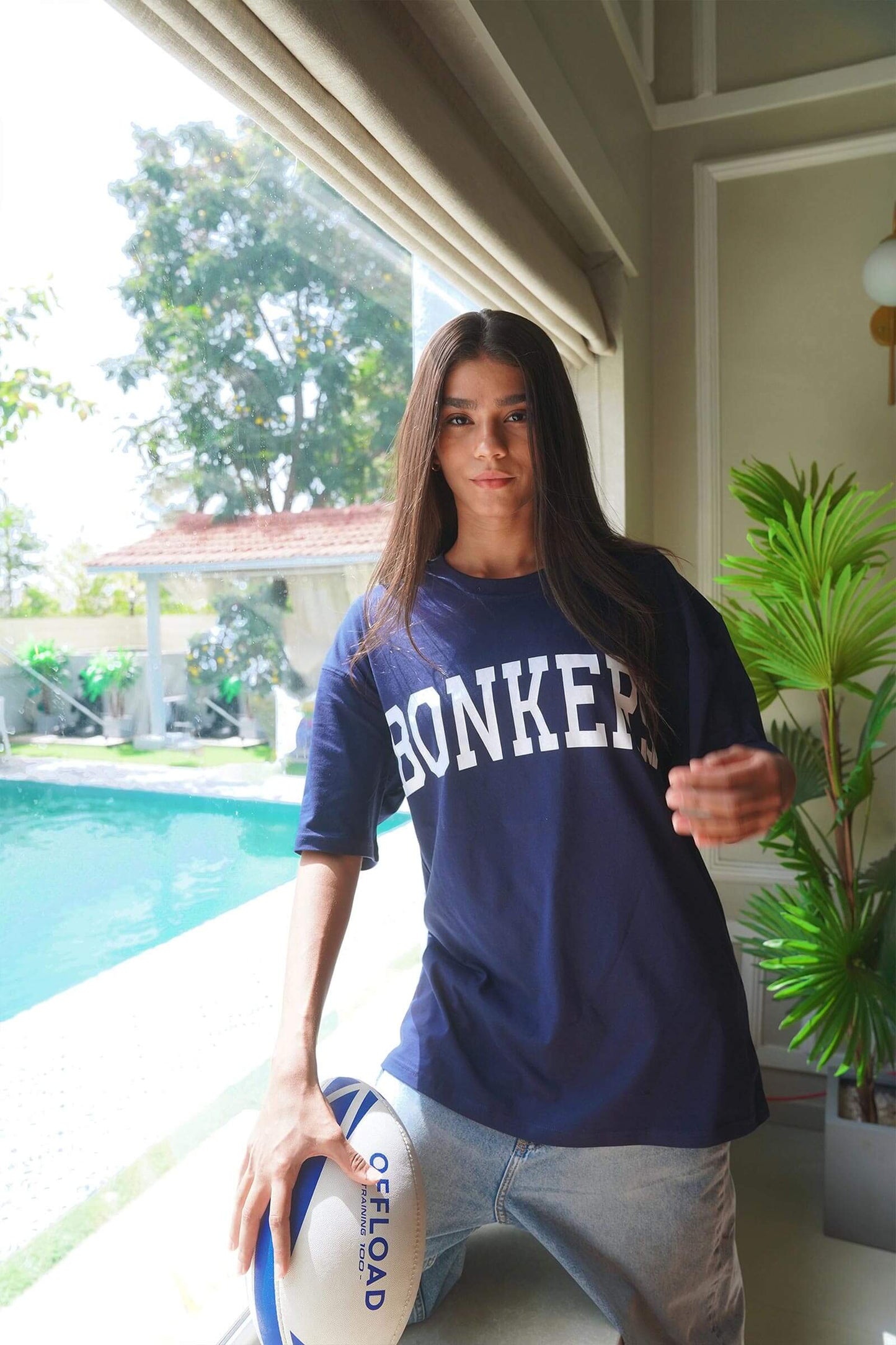 Navy Blue Signature Oversized  T-shirt