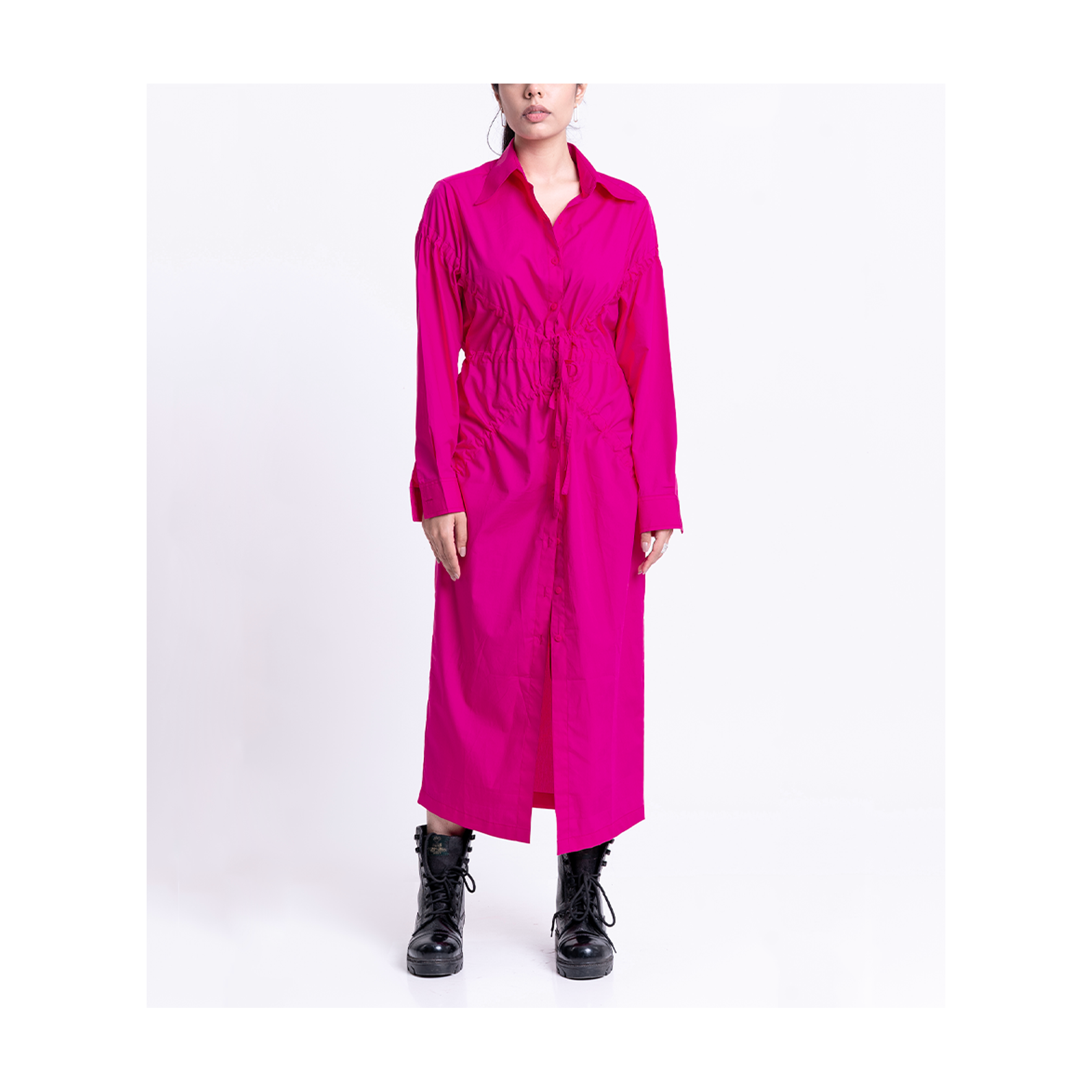 Drawstring Dress (Hot Pink)