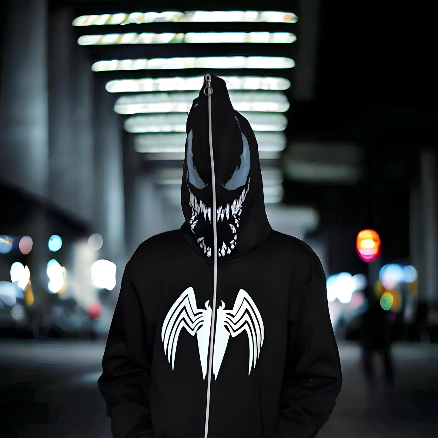 Marvel Venom Hoodie | Black Zip-Up Sweatshirt for Superhero Fans - Prime Fitz