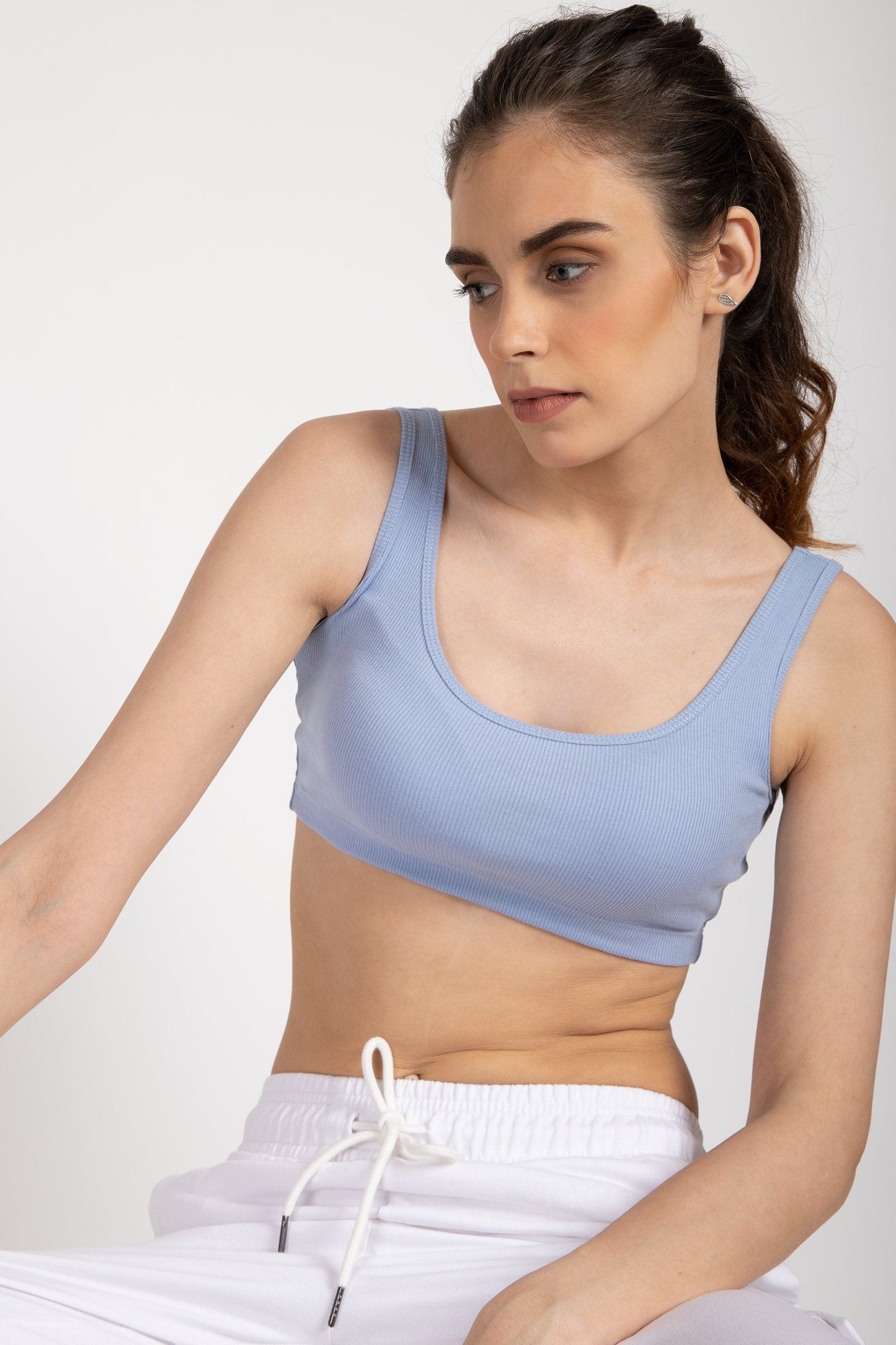 Powder Blue Ribbed Vest Tank