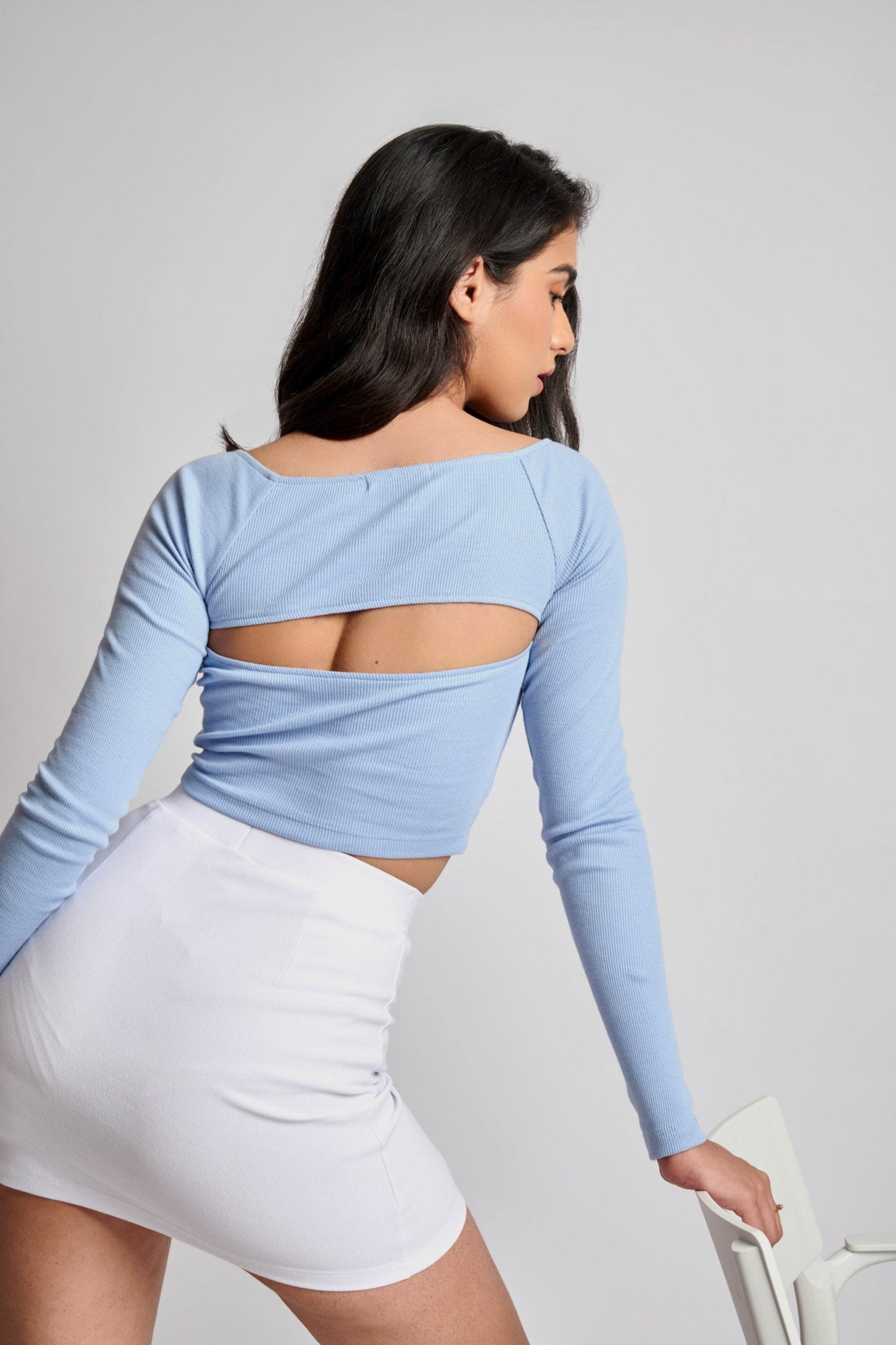 Powder Blue Square Neck Crop Top