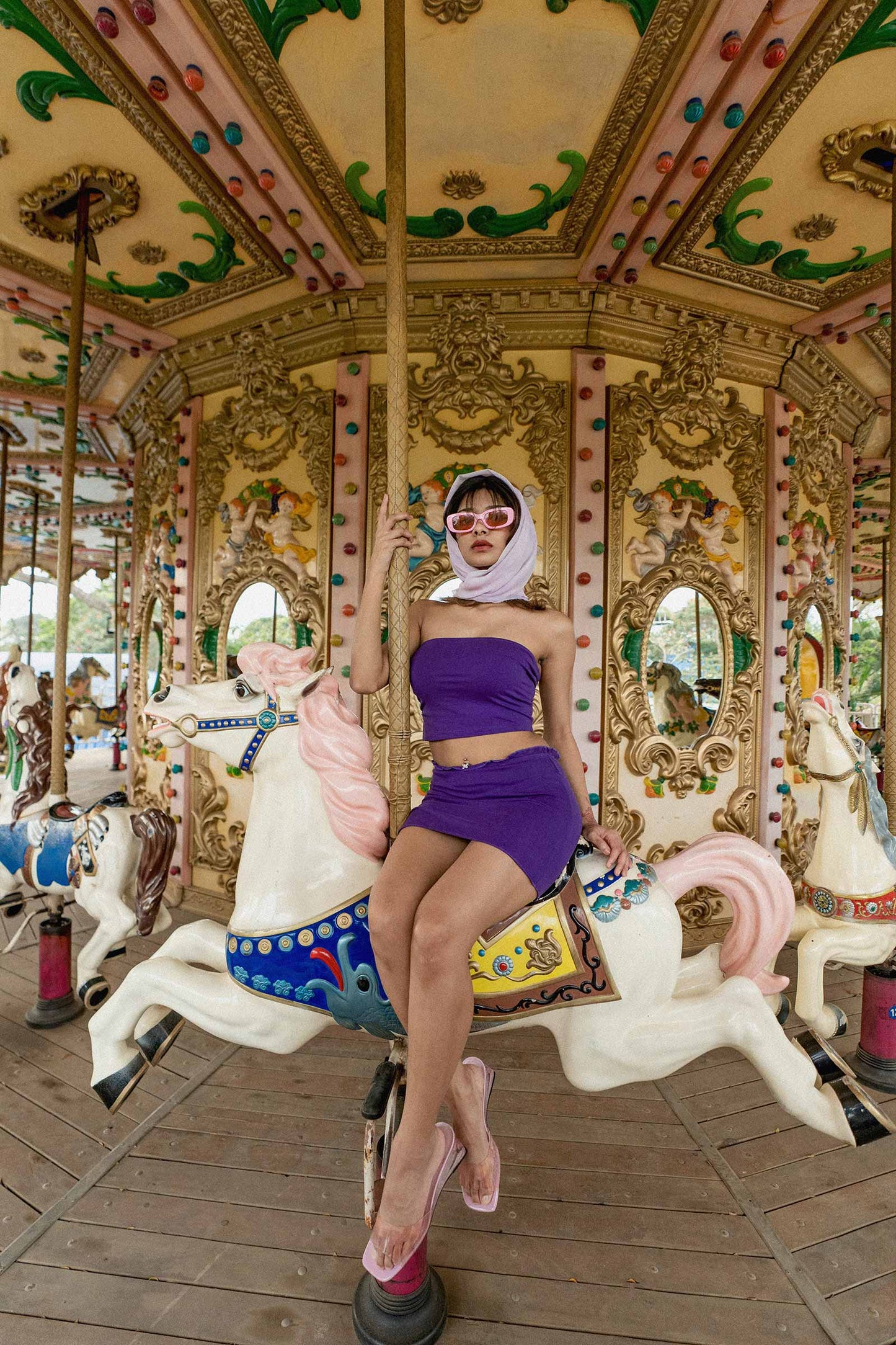 Purple Strapless Co-ord Set