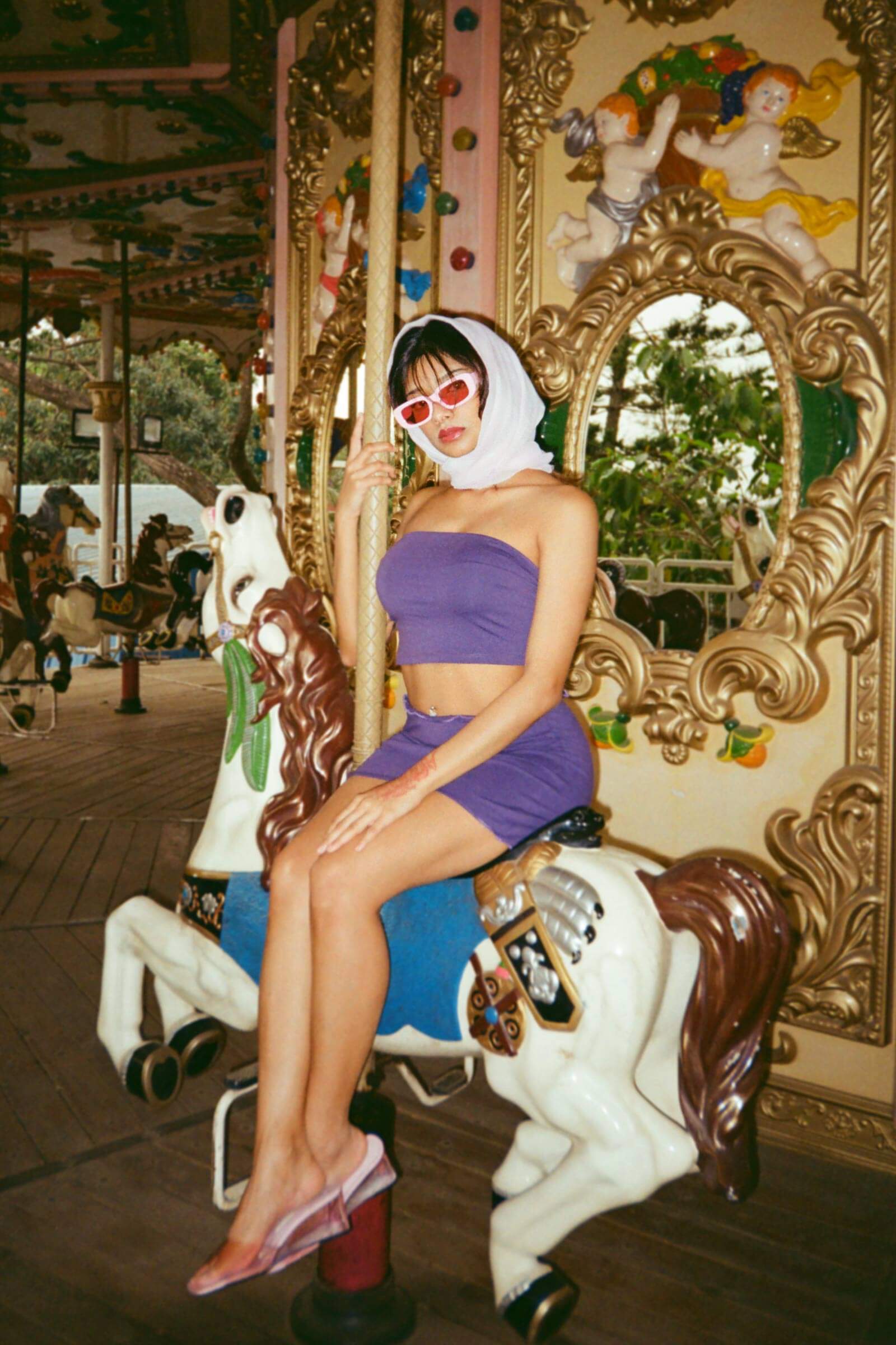 Purple Strapless Co-ord Set