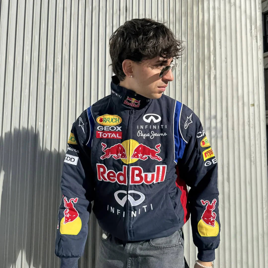 Red Bull Vintage Embroidered Jacket – Classic Motorsport Icon - Prime Fitz