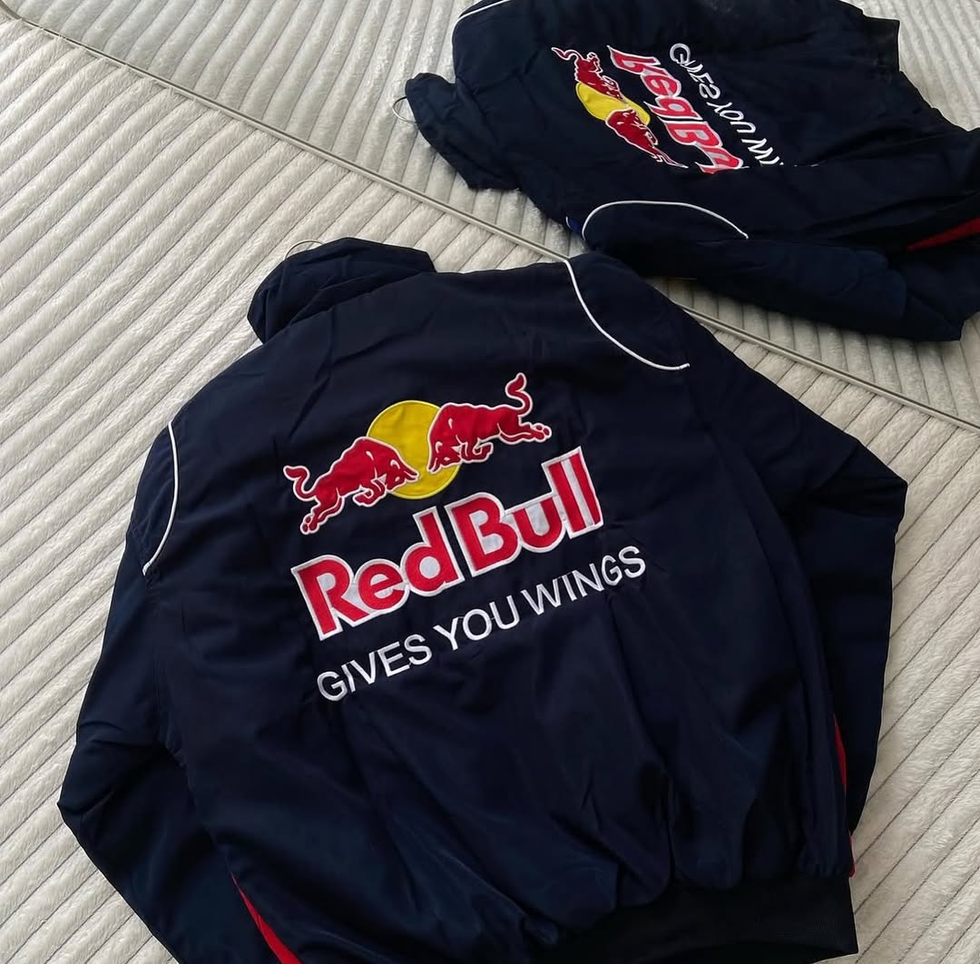 Red Bull Vintage Embroidered Jacket – Classic Motorsport Icon - Prime Fitz