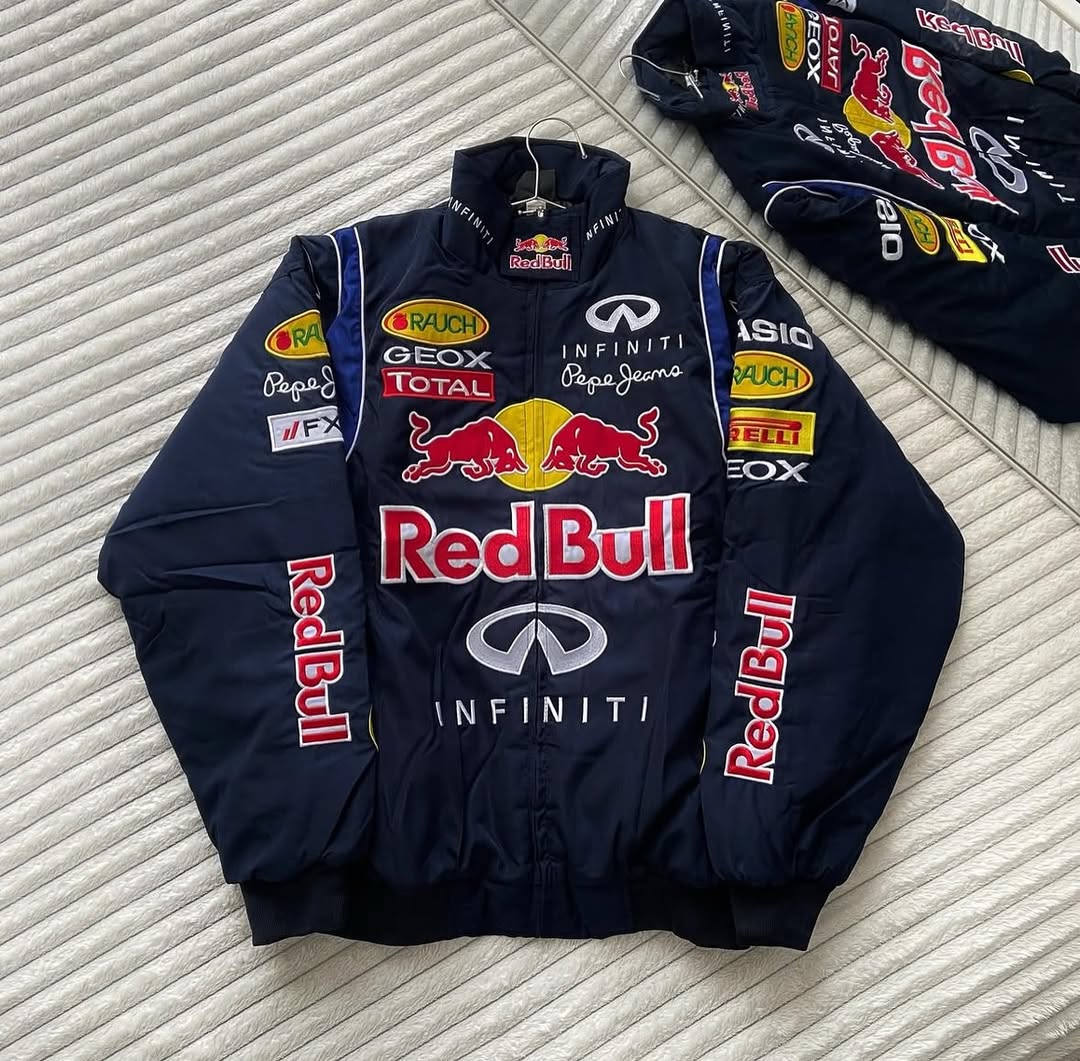 Red Bull Vintage Embroidered Jacket – Classic Motorsport Icon - Prime Fitz