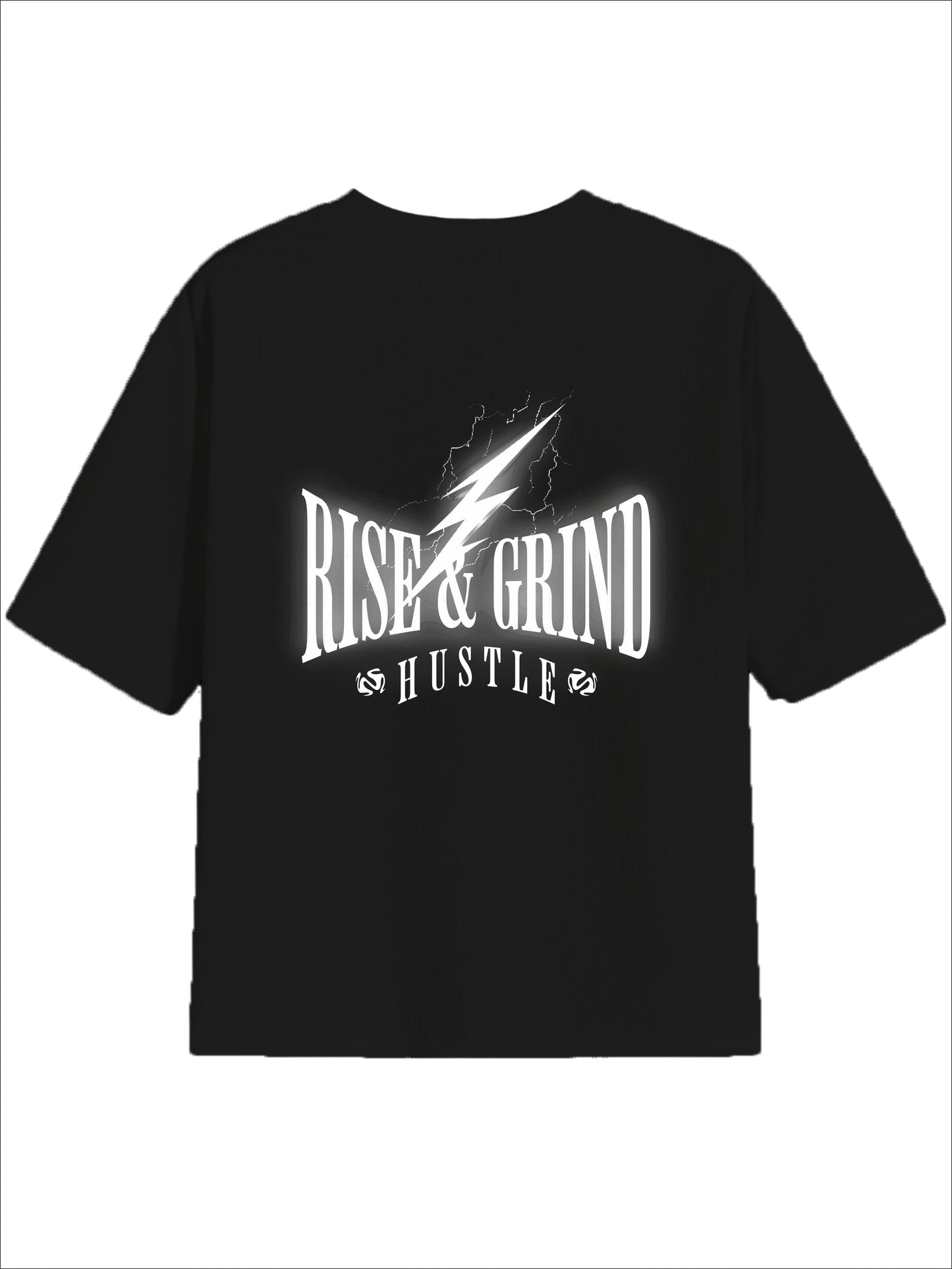 All Day Black Oversized Tee - Thunder Hustle
