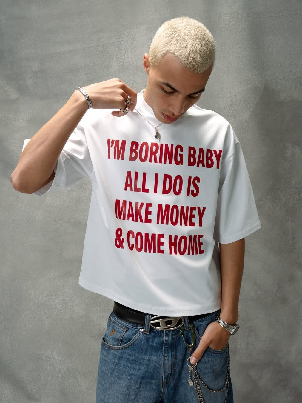 "I'm Boring Bby" Oversized Boxy Tee - Prime Fitz
