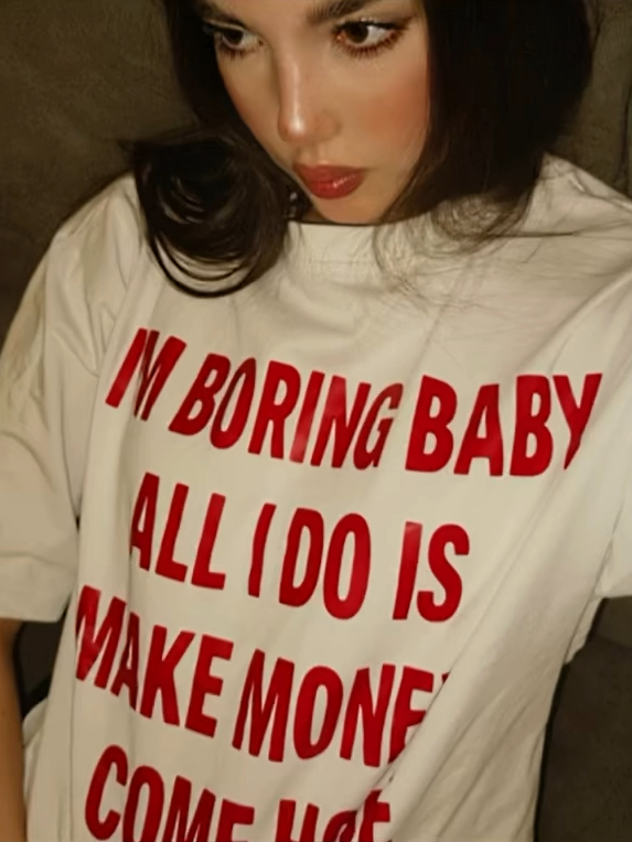 "I'm Boring Bby" Oversized Boxy Tee - Prime Fitz
