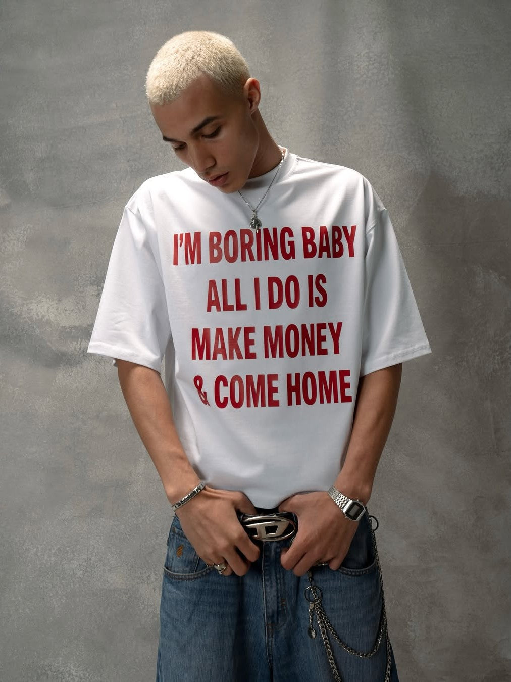 "I'm Boring Bby" Oversized Boxy Tee - Prime Fitz