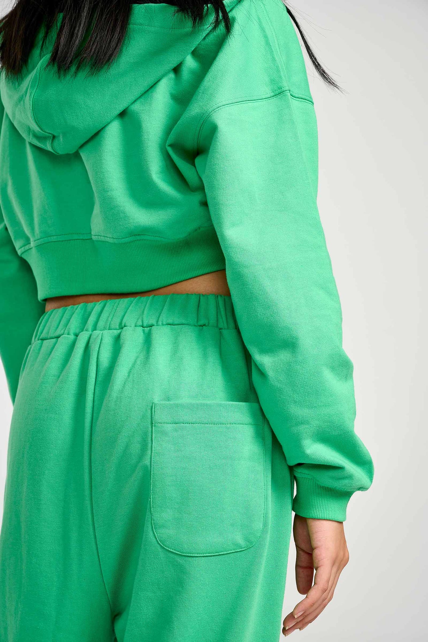 Seafoam Crop Zipper Hoodie