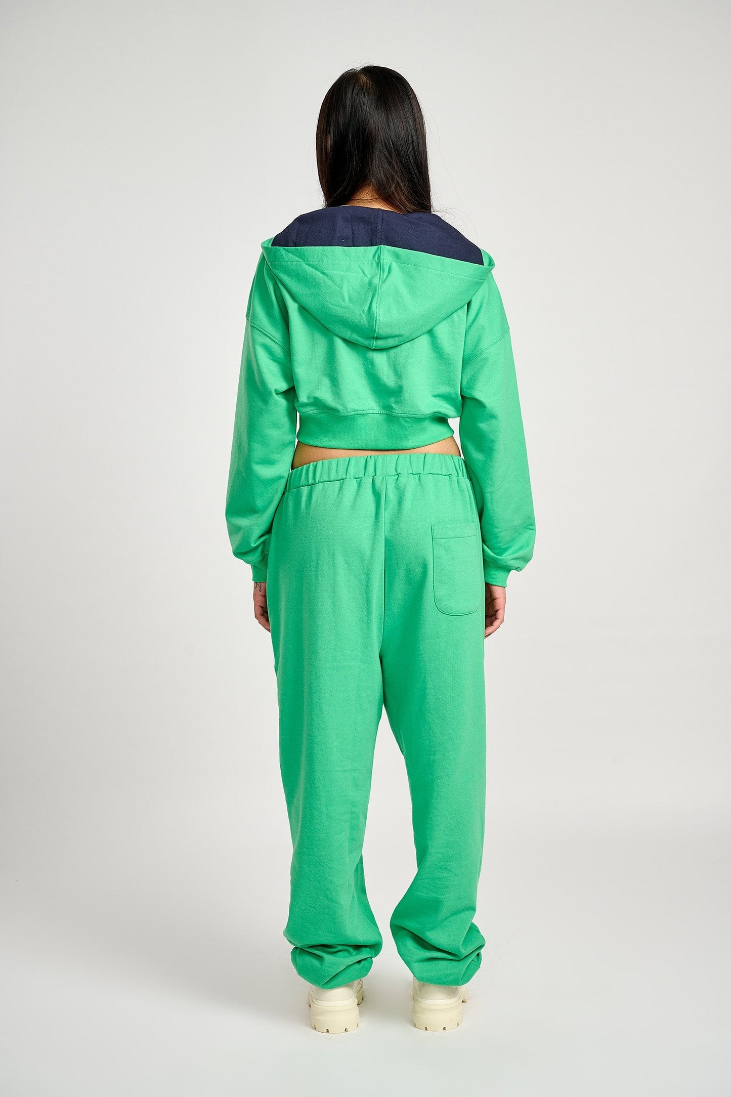 Seafoam Crop Zipper Hoodie