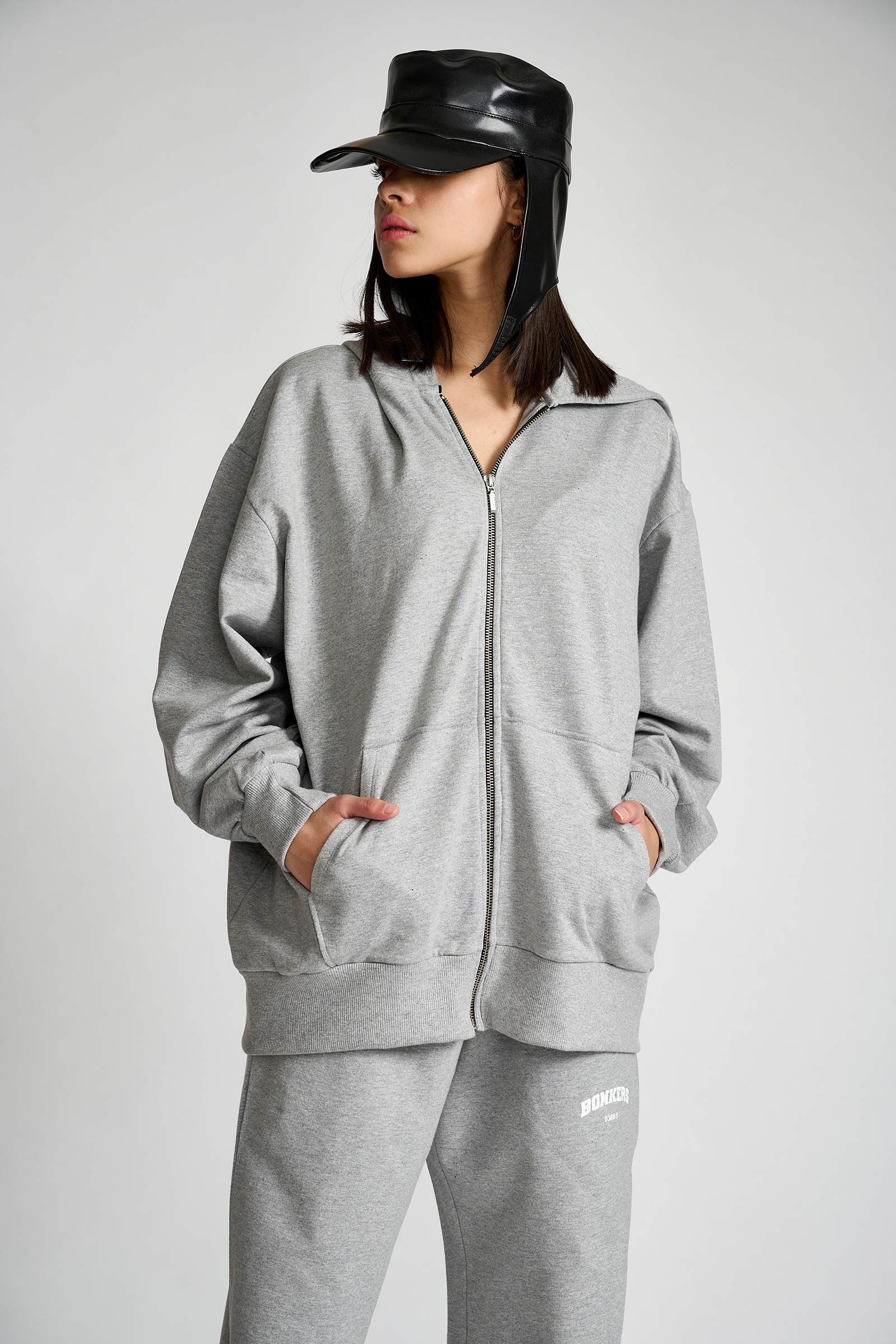 Smokey Grey Melange Zipper