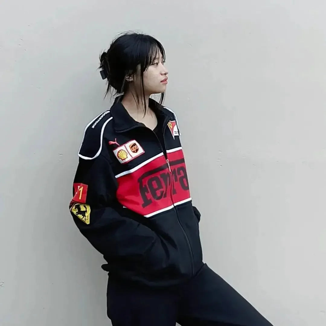 Ferrari F1 Vintage Racing Jacket for Women | Iconic Motorsport Style - Prime Fitz