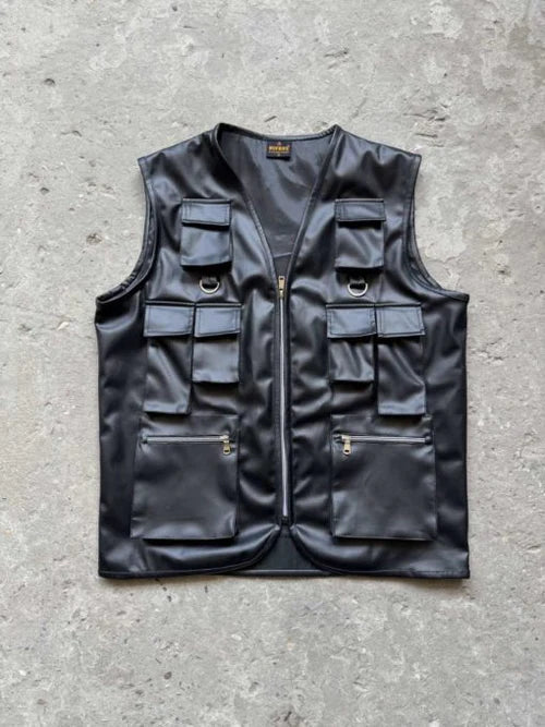 Tactical Streetwear Reloaded – Elite Utility Leather Vest - Prime Fitz