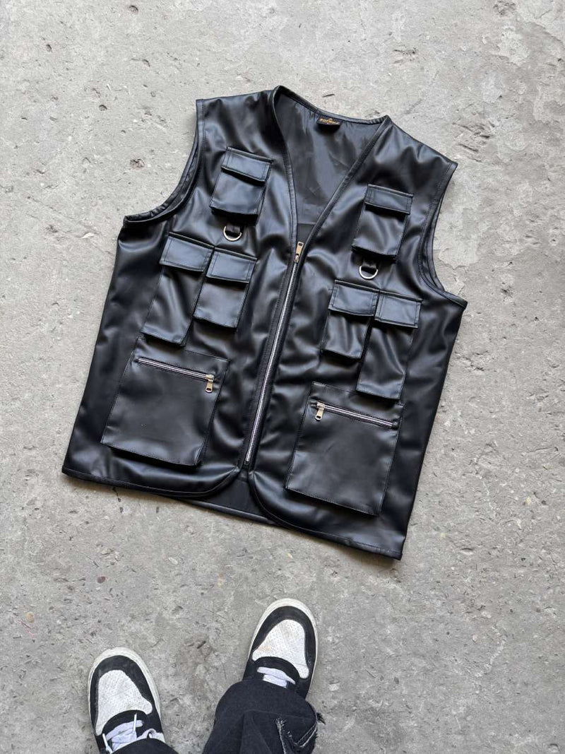 Tactical Streetwear Reloaded – Elite Utility Leather Vest - Prime Fitz