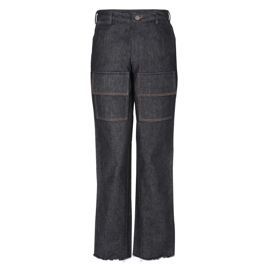 Dark Washed Huemn Jeans With Oversized Patch Pockets