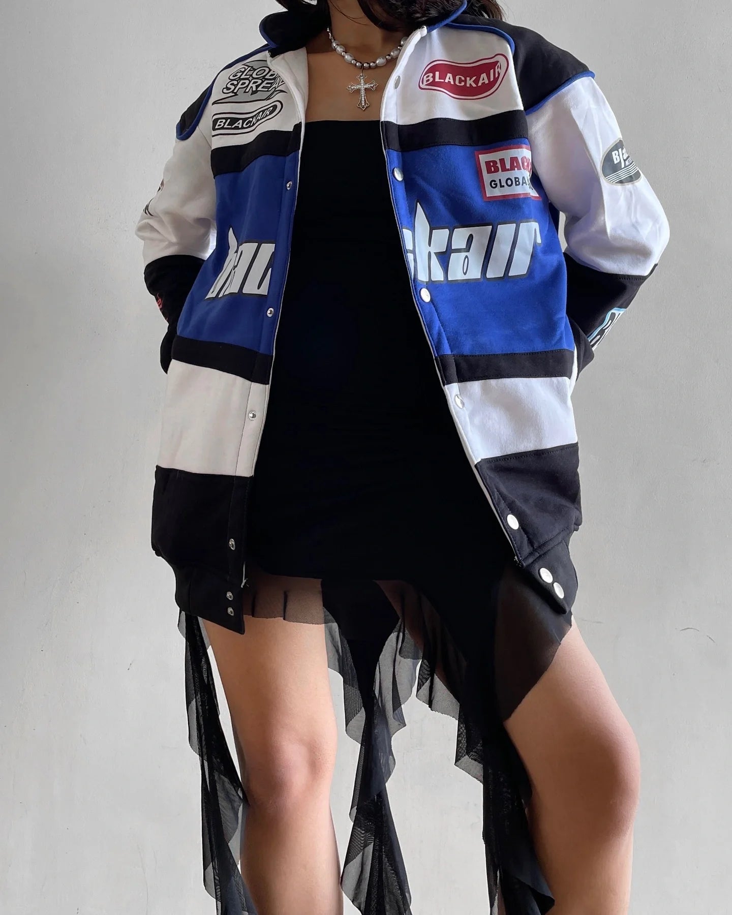 Black Air Classic Vintage Racing Jacket – Iconic Style for Motorsport Enthusiasts - Prime Fitz