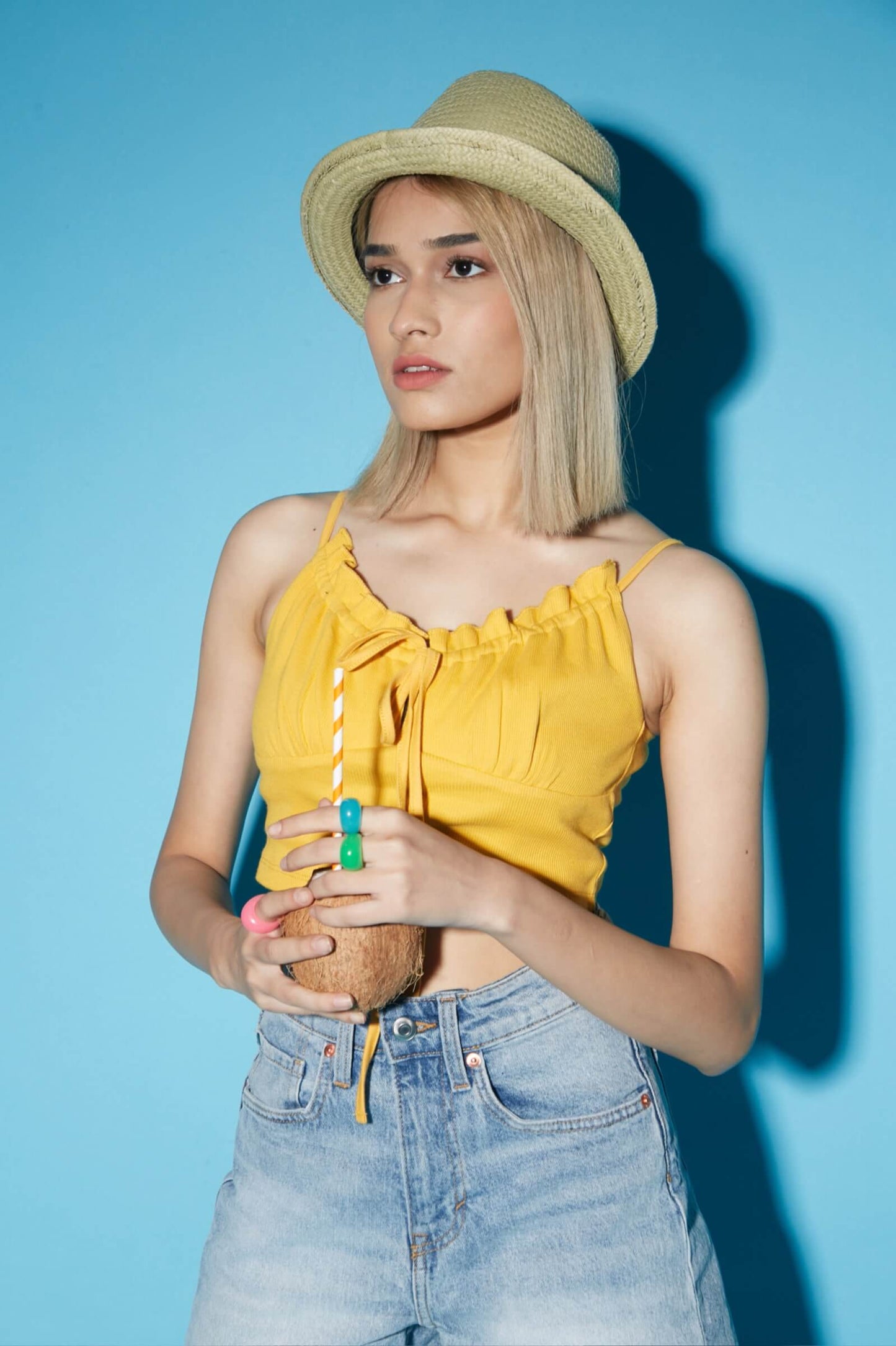 Yellow Frill Crop Top